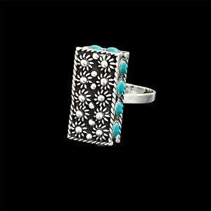 Vintage Taxco Mexico sterling silver turquoise adjustable ring